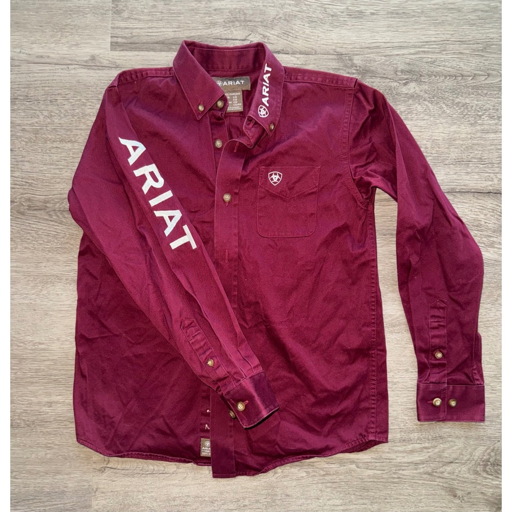 Ariat Boys Long Sleeve Button Down Shirt, Small